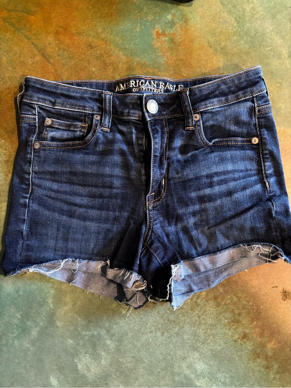 American Eagle Outfitters Dark Indigo High-Rise Denim Shorts